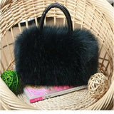 Lady Girl Pretty Faux Rabbit Fur Handbag Tote Women Long Fur Grass Handbag Bolsa