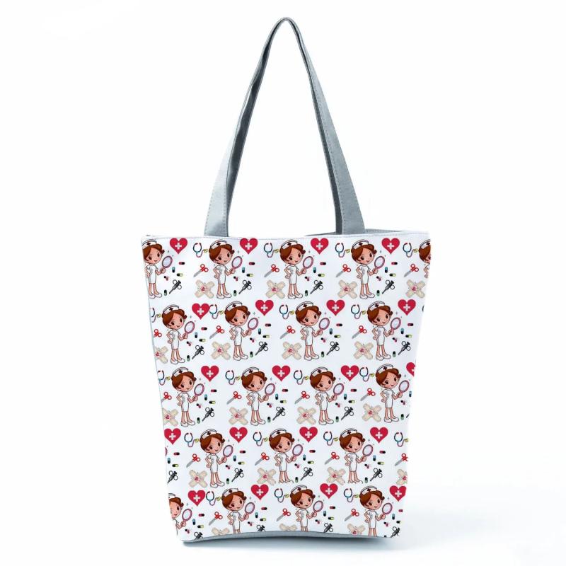 Nurse Printed Handbag High Capacity Eco Reusable Shopping Bag