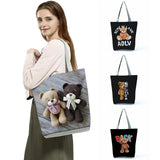 Bear Print Tote Cartoon Pretty Shoulder Bag High Foldable Beach Handbags