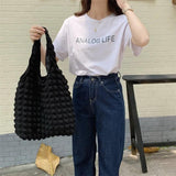 Women Shoulder Bags Pleated Bubbles Large Capacity Female Vest Underarm Bag Tote