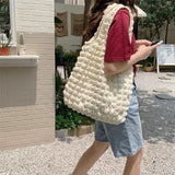 Women Shoulder Bags Pleated Bubbles Large Capacity Female Vest Underarm Bag Tote