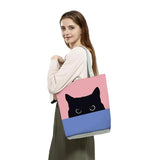Cat Prints Shoulder Bag Eco Reusable Handbag for Groceries