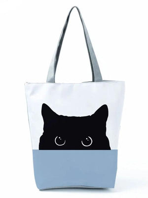 Cat Prints Shoulder Bag Eco Reusable Handbag for Groceries