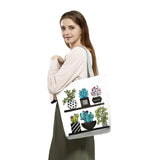 Cactus Print Shoulder Bag Travel Shopping - Portable Plant Tote Handbags