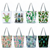 Cactus Print Shoulder Bag Travel Shopping - Portable Plant Tote Handbags