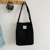Corduroy Shoulder Bag Women Messenger Eco Shopping Canvas Handbag