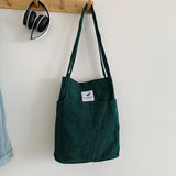 Corduroy Shoulder Bag Women Messenger Eco Shopping Canvas Handbag