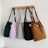 Corduroy Shoulder Bag Women Messenger Eco Shopping Canvas Handbag