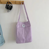 Corduroy Shoulder Bag Women Messenger Eco Shopping Canvas Handbag