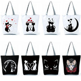 Women Cartoon Cat Handbags Shoulder Bag High Capacity Female Tote Print
