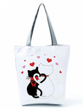Women Cartoon Cat Handbags Shoulder Bag High Capacity Female Tote Print