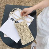 Summer Straw Tassel Crossbody Bag for Beach, Mini Shoulder Bag