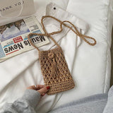 Summer Straw Tassel Crossbody Bag for Beach, Mini Shoulder Bag