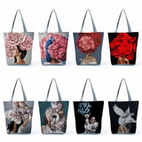 Floral Feathers Abstract Painting Tote Bag