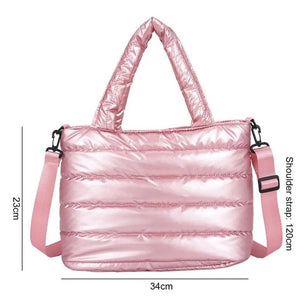 Quilted Puffer Padded Handbag Lightweight Messenger Bag for Outdoor