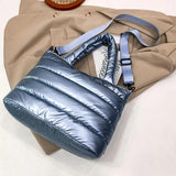 Quilted Puffer Padded Handbag Lightweight Messenger Bag for Outdoor
