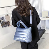 Quilted Puffer Padded Handbag Lightweight Messenger Bag for Outdoor