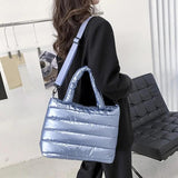 Quilted Puffer Padded Handbag Lightweight Messenger Bag for Outdoor