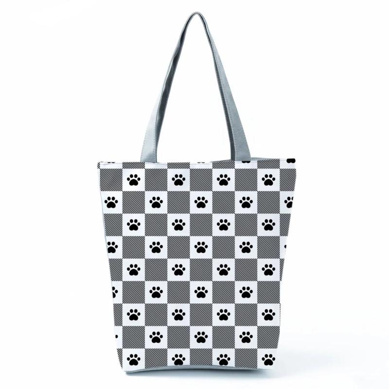 Dog Paw Printed Eco Shoulder Bag for Women
