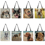 Dog Print Foldable Shoulder Tote Bag