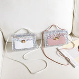 Women PU Leather Shoulder Bags Transparent Square Handbags Small Crossbody Bags