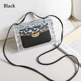 Women PU Leather Shoulder Bags Transparent Square Handbags Small Crossbody Bags