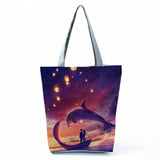 Water Animals Graphic Eco Reusable Foldable Women Shopping Shoulder Bags