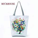 Miyahouse Pink Rose Canvas Beach Bags For Female