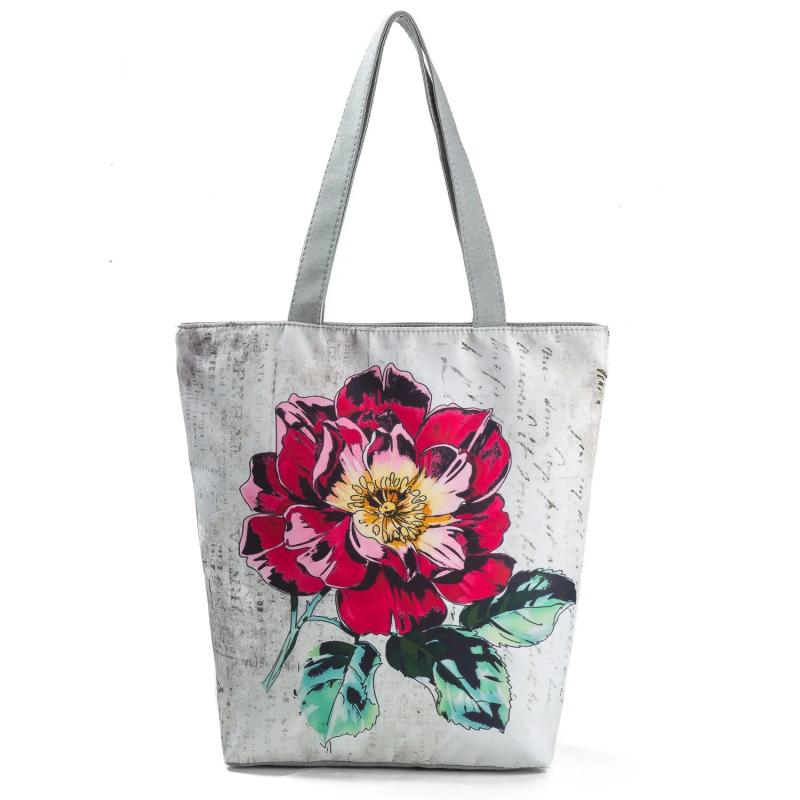 Miyahouse Pink Rose Canvas Beach Bags For Female