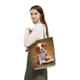 Dog Print Tote Bag Reusable Eco Foldable High Shopping Bag