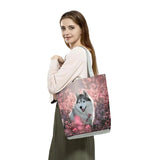 Dog Print Tote Bag Reusable Eco Foldable High Shopping Bag