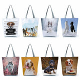 Dog Print Tote Bag Reusable Eco Foldable High Shopping Bag