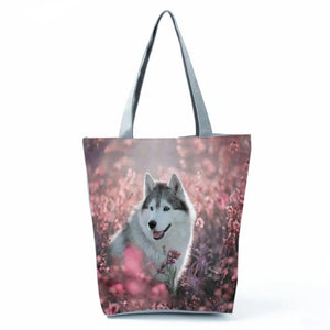 Dog Print Tote Bag Reusable Eco Foldable High Shopping Bag