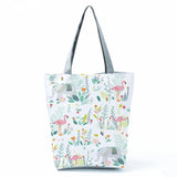 Flamingo Women's Tote Bag Reusable Grocery Foldable Shoulder Bag Eco Shopping