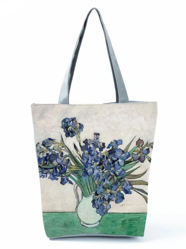 Van Gogh Oil Painting Handbags Retro Art Travel Tote Bag Women Floral Eco
