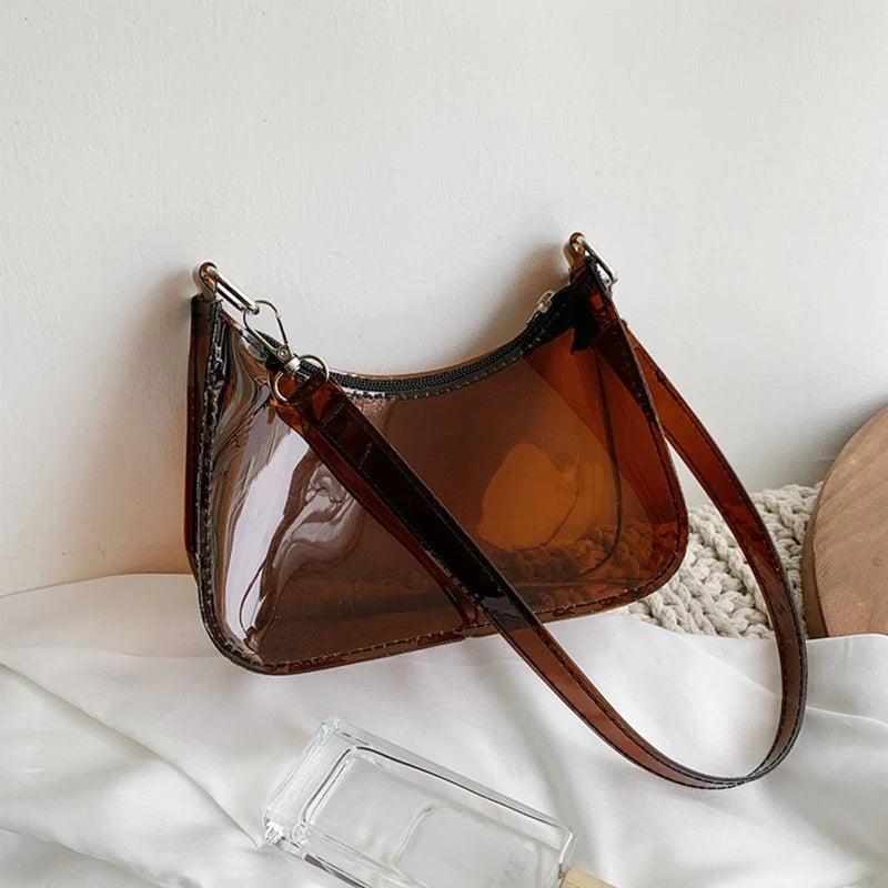 Vintage Ladies Clear Underarm Bag Casual Women Shoulder Purse