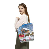 Santa Claus Women Gift Tree Print Handbags Christmas Girl Tote Eco Reusable Shop