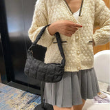 Embroidered Oxford Cloth Shoulder Bag