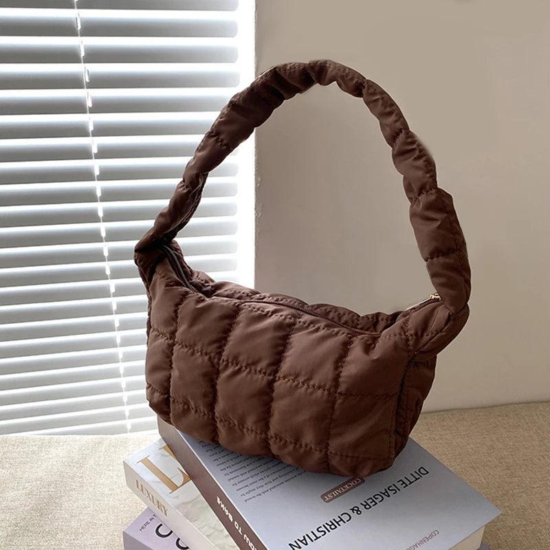 Embroidered Oxford Cloth Shoulder Bag