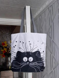 Cat Print Eco Handbags Cartoon High Capacity Shopping Office Reusable C