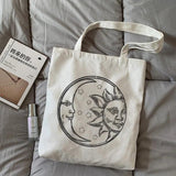 Vintage Mythical Sun Cartoon Printed Canvas Shoulder Bag