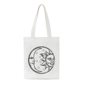 Vintage Mythical Sun Cartoon Printed Canvas Shoulder Bag