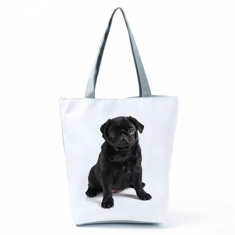 Pug Printed Handbag Outdoor High Capacity Women Shoulder Bag