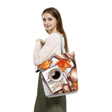 Coffee Girl Print Female Handbag High Capacity Women Eco Reusable Shopping Bag