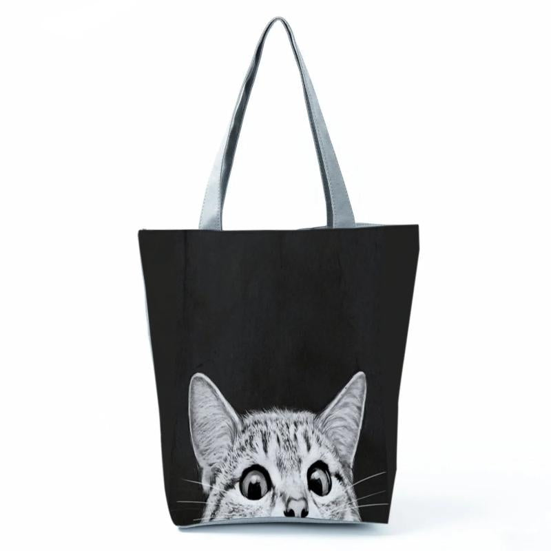 Miyahouse Cat Print Tote Bag Eco Reusable Shopping Bag