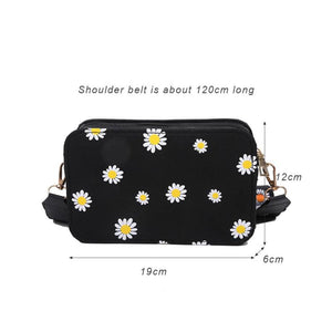 Daisy Pattern Shoulder Bag Handbag Small Square Tote Class