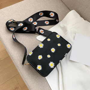 Daisy Pattern Shoulder Bag Handbag Small Square Tote Class