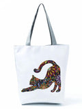 Floral Pet Dog Cat Print Women Tote Handbags Travel Beach Bag