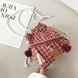 Chinese Style Tassel Bucket Bag Small Handbag