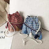 Chinese Style Tassel Bucket Bag Small Handbag